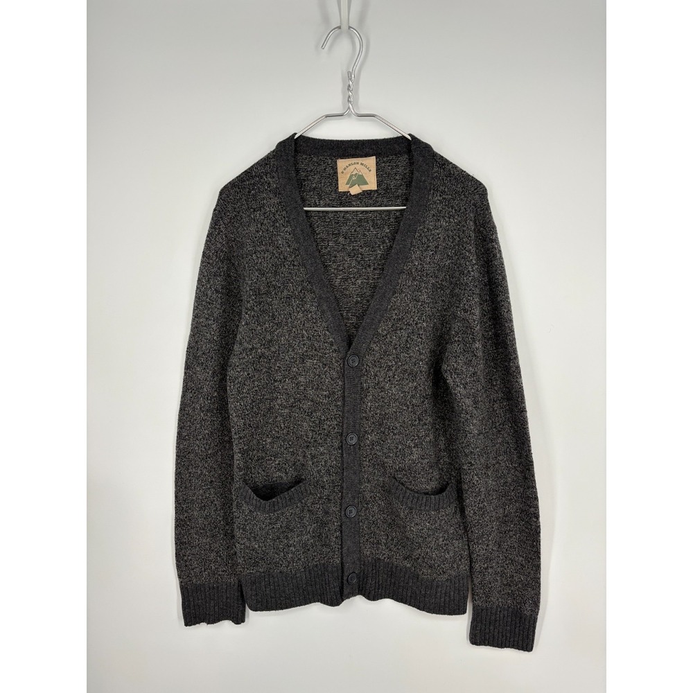 O'Hanlon Mills Sweater Mens M Gray Cardigan Lambswool Blend